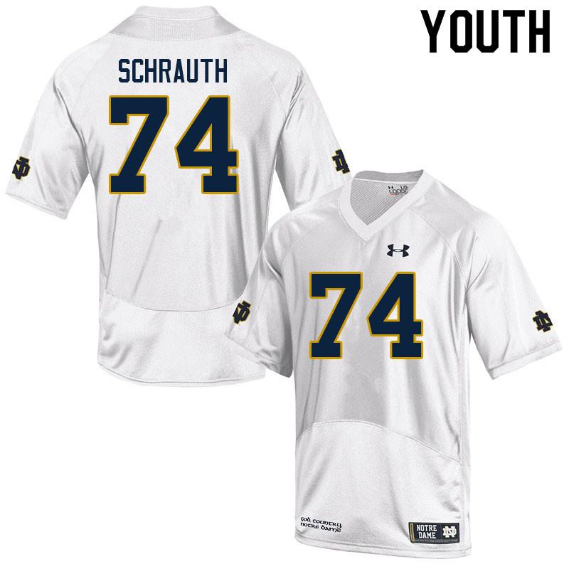 Youth #74 Billy Schrauth Notre Dame Fighting Irish College Football Jerseys Sale-White - Click Image to Close